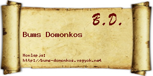 Bums Domonkos névjegykártya